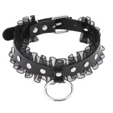 Lace+ Leather collar with leash